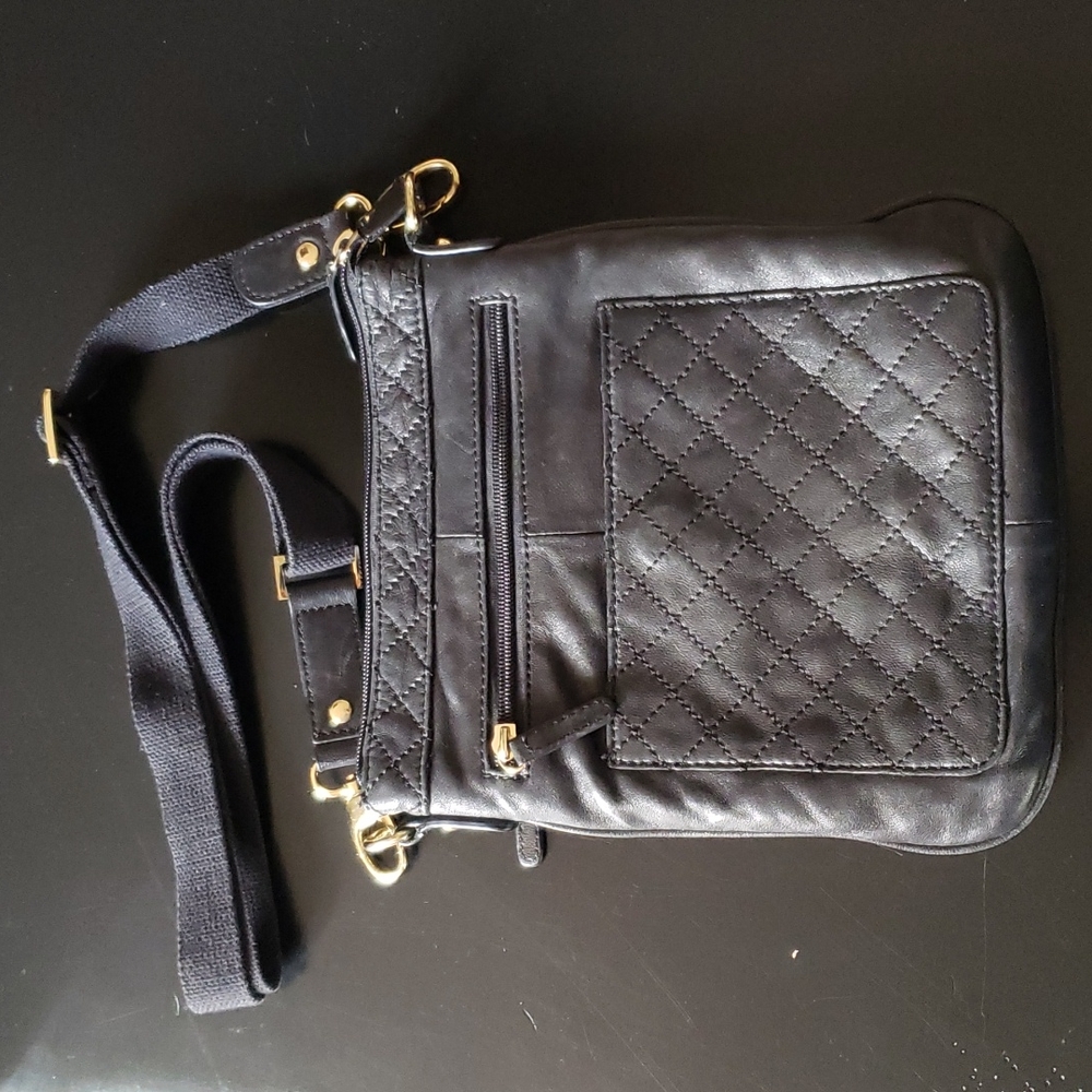 Sondra Roberts Black Leather Crossbody Purse